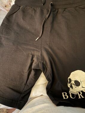 Black Kids Skull Print Drawstring Lounge Shorts